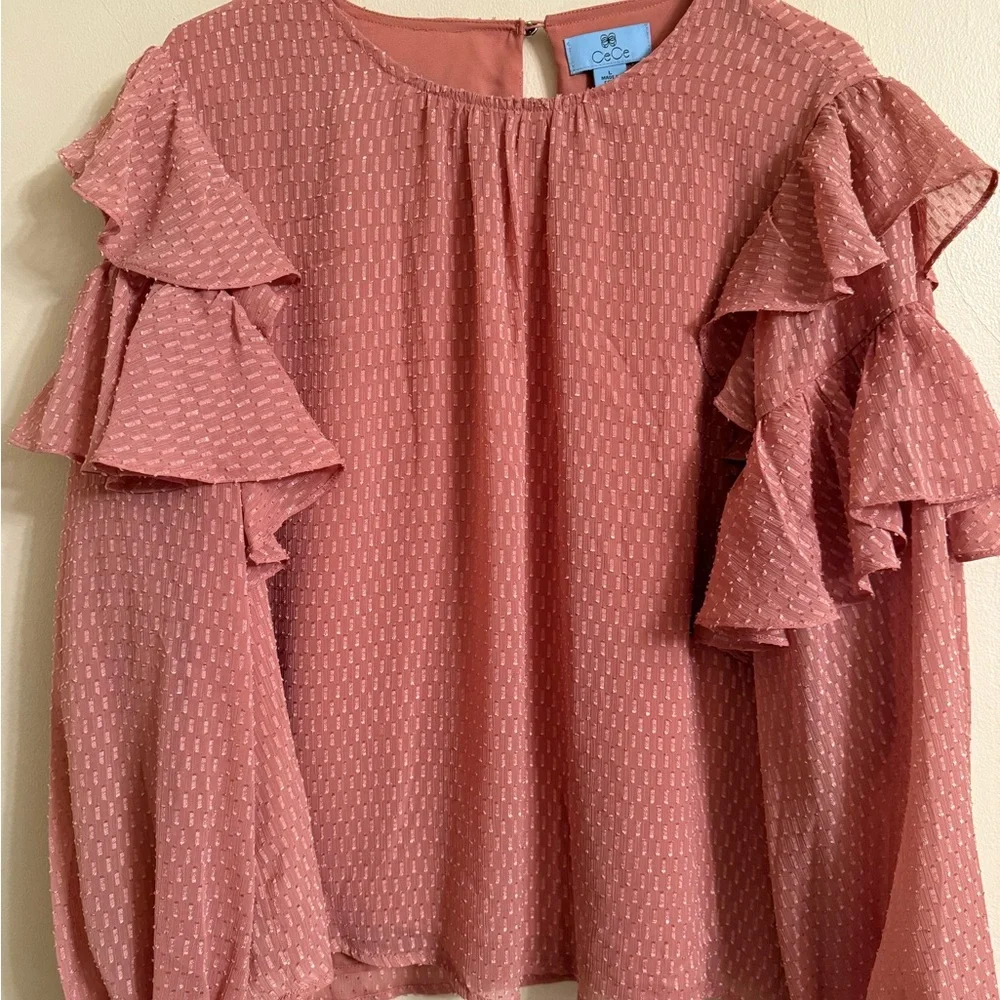 CeCe Ruffled Blouse in Soft Pink - Picture 2 of 6